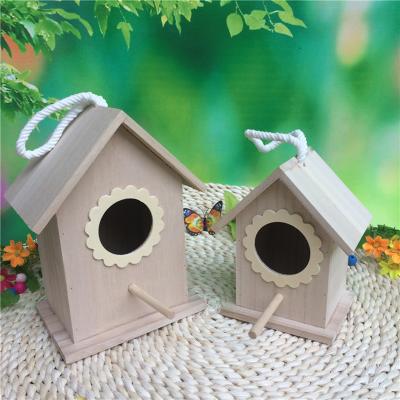 China Selling Small Bird Cage Aviary Bird Nesting Hanging Box Pet Feeder Sustainable Hot Custom Wooden Bird House for sale