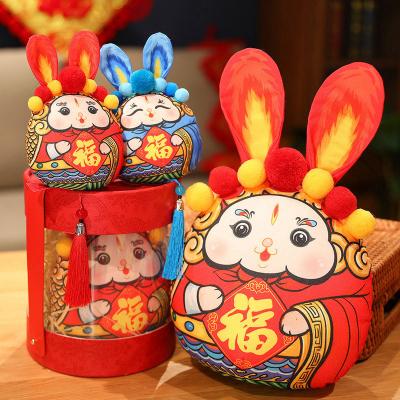 China Eco-friendly Material 2023 Chinese New Year Mascot Rabbit Plush Doll Year Of The Rabbit Cartoon Stuffed Rabbit Home Toy Party Favor Rabbit Pendant Decor for sale