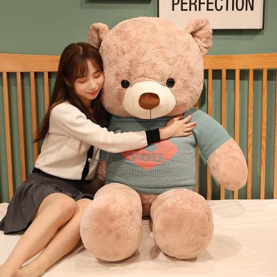 China Cute Animal Giant Fleece Teddy Bear Plush Toy Stuffed Cartoon Long Fleece With Sweater Big Bear For Girlfriend Kids Baby for sale