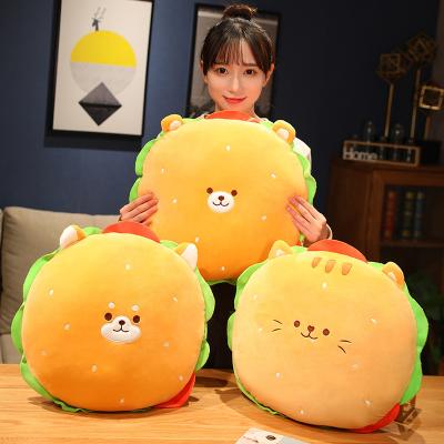 China Interesting Creative Tile Shape Hamburger Cartoon Plush Pillow Macaron Bolster Back Cushion Around Cushion Cute Decor for sale