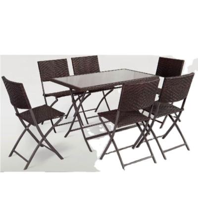 China Outdoor Furniture Waterproof Foldable Long Rattan Table Set for sale