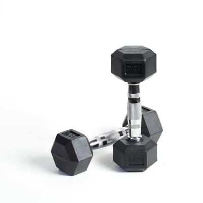 China Weight Lifting Durable Anti-Slip Healthy Hex Bodybuilding Fitness Rubber Coated Grip Dumbbells for sale