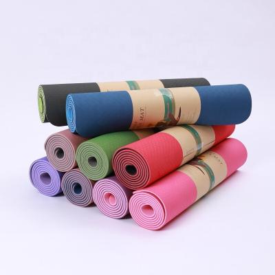 China Custom Made Eco-Friendly Logo Eco Friendly Non Slip 6mm Double Layer Tape Yoga Anti-Slip Mat for sale