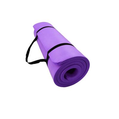 China Eco Friendly Anti-tear 15mm nbr High Density Yoga Mats Non-slip With Carrying Strap for sale