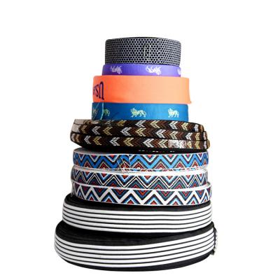 China Polyester Viable Custom Famous Jacquard Brand Logo Elastic Webbing Belt for sale