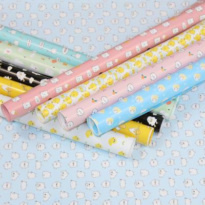 China Recycled Fresh Floral Wave Dot Striped Gift Wrapping Materials Christmas Gift Wrapping Paper Cartoon Small for sale