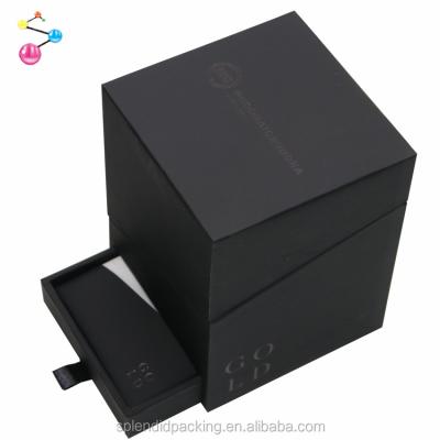 China Recyclable Recycled Unique Black Skin Care Wallet Ring Jewelry Necklace Trinket Bracelet Paper Packaging Box With Paper Bag for sale