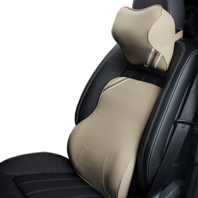 China Car Headrest Waist Cushion Memory Foam Rest Neck Lumbar Support Waterproof Synthetic Leather Pillows for sale