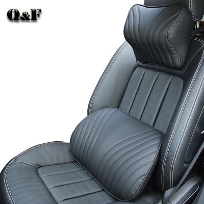 China Durable 2 PCS Leather Car Seat Cover PU Foam Memory Support Cushion Car Headrest Back Pillow for sale