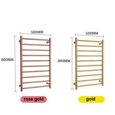 China Heater Luxury Rose Gold Polished Stainless Steel Bath Electric Radiator Dryer Heated Towel Rack Warmer for sale