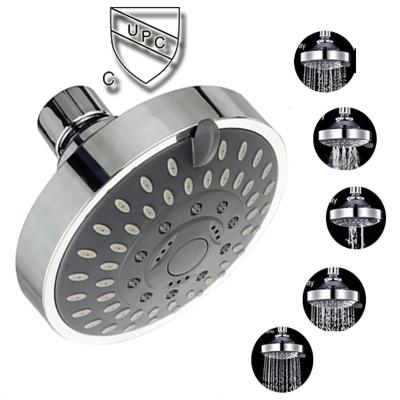 China Without Diverter Hot Sale Low Moq Round Five Function Chrome Plated Abs Portable Rain Mist Spa Top Shower Head for sale