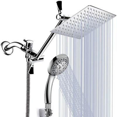 China Floor Stand Faucets Bathroom Luxury 8 Inches Top 9 Functions Handheld Combo Wall Mounted Rain Shower Head Mixer Set System for sale