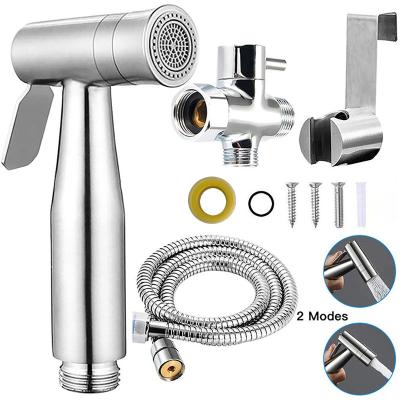 China Premium Bidet 2 ways options Premium 304 Stainless Steel 2 Functions Diaper Bidet Shattaf Sprayer Muslim Shower Set for sale