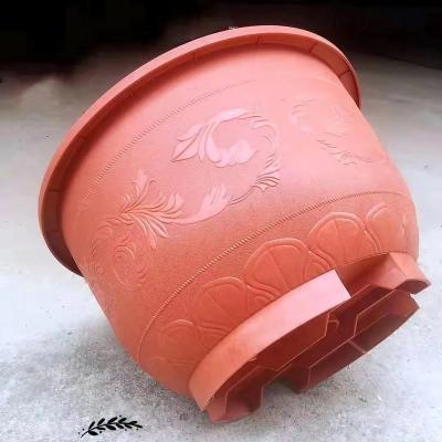 China Minimalist Balcony Garden Patio Large Imitate Copper Flowerpot Plastic Round Lotus Pot for sale