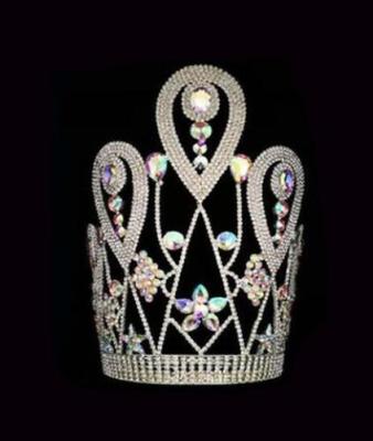 China The Big King Grand Pageant Crown 12 Inch Large Fashionable Elegant Beauty Ab Custom Stone for sale