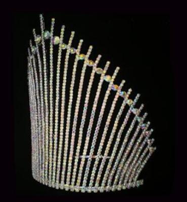 China Fashionable Elegant 7 Inch Rhinestone King Crown Colored Pageants Crown Tiara ab for sale