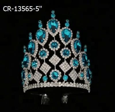 China Wholesale Fashionable Elegant Colored Stone Pageant Crowns And Tiaras for sale