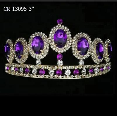 China Fashionable elegant purple stone round pageant crown for sale