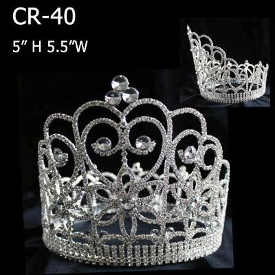 China Fashionable Elegant Full Round Stone Girl Pageant AB Rhinestone Crowns for sale