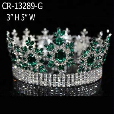 China Fashionable Elegant Full Round 3 Inch Colored Pageant Stone Crown for sale