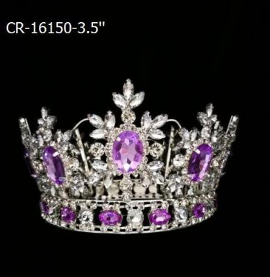 China Fashionable Elegant Full Round Colorful Round Stone Crown for sale