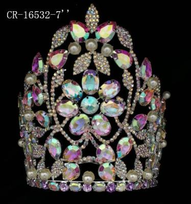 China Pearl Pageant Fashionable Elegant Comfortable Curved Purple Crown for sale