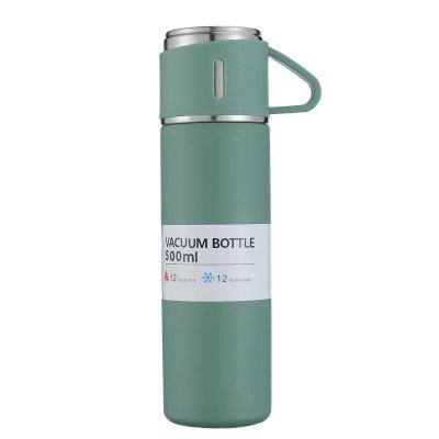 China Viable Stainless Steel Business Thermos Mug For Travel Outdoor Sports Straight Mug With Spray Cover Gift Box Set Plastic Vacuum Flask for sale