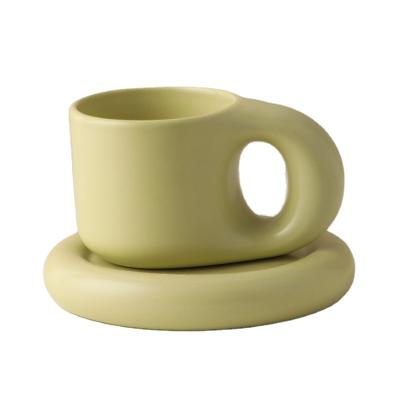 China Viable Wholesale 300ml Ceramic Espresso Mugs Coffee Cups For Tea Large Saucer Set Cup Creative Gift For Home And Office for sale