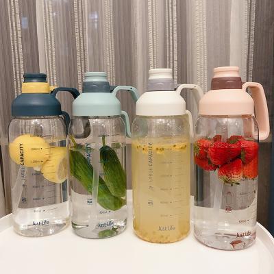 China 1800ML Summer Large Capacity Bottles Sustainable Colorful Tritan Sports Bottles Plastic Water Bottles With Straw for sale