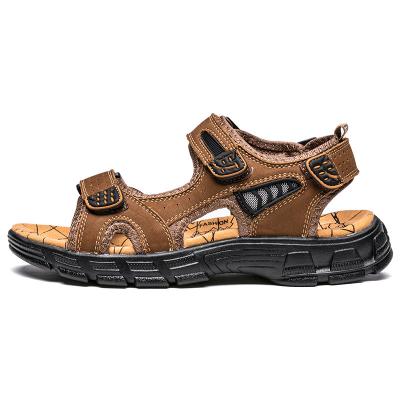 China Men's Leather Sandals Breathable Casual Light Weight Comfortable Non-slip Flat Outdoor Deodorization Beach for sale