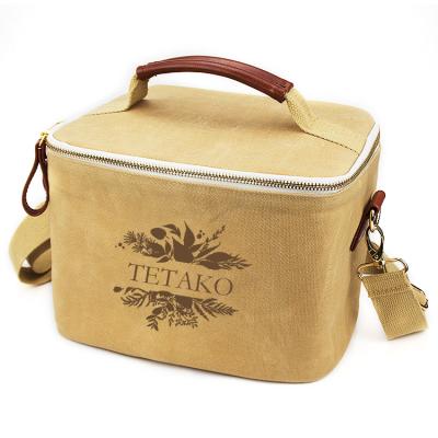 China Large Capacituy Insulated Women Shoulder Food Insulated Picnic Cooler Bags Waxed Canvas Lunch Bag for sale