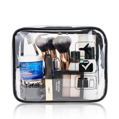 China New Lightweight Women Transparent Custom Logo Plastic Makeup Bag Clear PVC Travel Cosmetic Bags for sale