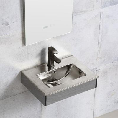 China Easy Clean Bathroom Cabinet Silver Slim Rectangular Basin Made In Porcelain Hand Sink Small Ceramic Edge Vanity Top Wash Sink for sale