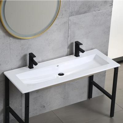 China Luxury Rectangular Ceramic Bathroom Sink Cabinet Edge Lavatory Slim Clean High Quality Bathroom Cabinet Easy for sale