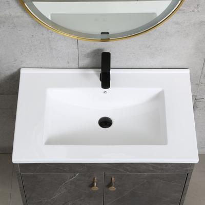 China Hot Clean Easy Clean Slim Modern Bathroom Vanity Basin Rectangle Edge Hand Wash Basin Ceramic Sink Ceramic Basin for sale