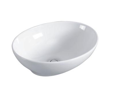 China Popular Modern Bathroom Art Ceramic Countertop Sink Durable White Oval Hand Wash Basin for sale