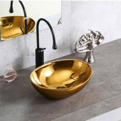 China Popular High Quality Gold Color Design Bathroom Sink Gold Art Gold Basin for sale