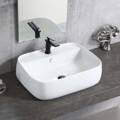 China Popular Modern High End Bathroom Art Sink Decoration Rectangular Ceramic Basins Wash Hand Basin for sale