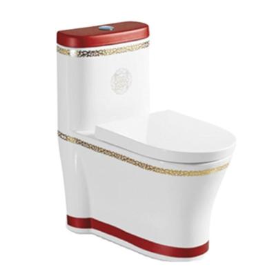 China Double-flow Eddy One Piece Ceramic Toilet China Supplier Color Gold 2020 Red for sale