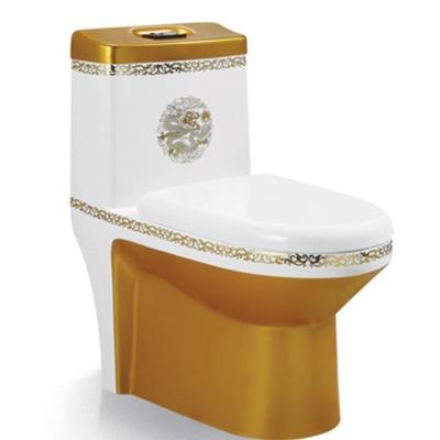 China C1011 Colorful Double-flush New Design Siphonic Toilet Gold Color One Piece Toilet for sale