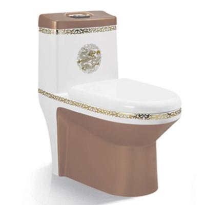 China Hot Selling Cheap Colorful Double-flush Gold Ceramic Bowl One Piece Toilet for sale