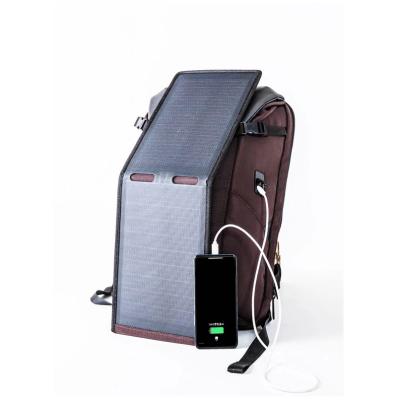 China USB Charging Leather Solar Charging Power Backpack 20W Solar Battery Charger solar panel Convenient for Business and Leisure for sale