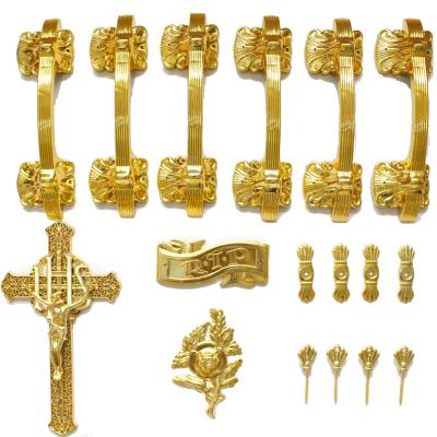 China PP Material Coffin Furniture Casket Cross And Handle Set HS9001 for sale