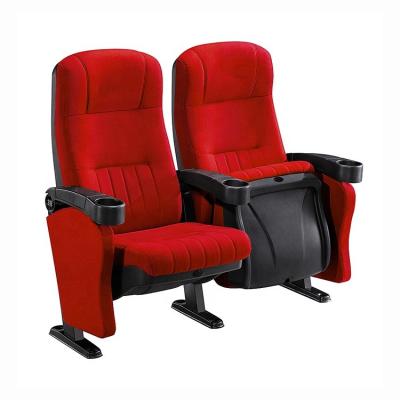 China New Modern Design Made In China Modern Luxury Red Cloth Movie Folding Cinema Chairs VIP Price Theater Seats With Cupholder For Sale for sale