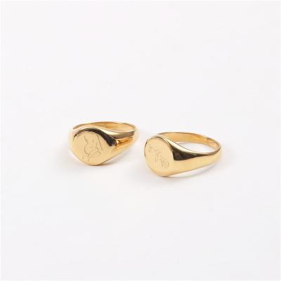 China TRENDY Rose Stainless Steel Flower Body Carved Pattern Line Gold Plated Around Titanium Steel Ring for sale