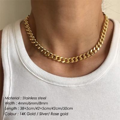 China Fashion Mens 316L Stainless Steel White Or Yellow Gold Miami Cuban Curb Links Chain Necklaces for sale