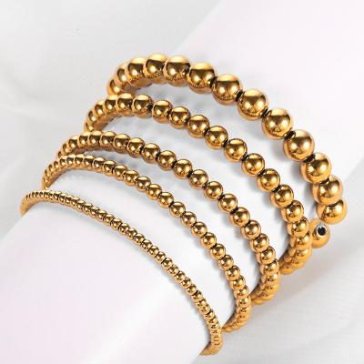 China Minimalist Nickel Free Lead Free IP Plating Stainless Steel 3mm 4mm 5mm 6mm 8mm Beads Bracelets For Women for sale