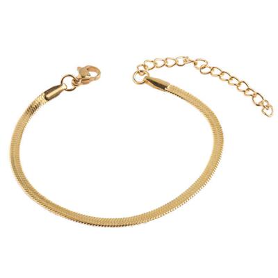 China Lead Free Nickel Free Minimalist Gold Plated Stainless Steel 3mm 4mm Herringbone Snake Chain Bracelets For Women for sale