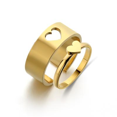 China INS TRENDY Fashion Stainless Steel PVD Plating 18K Gold Plated 18.5mm Band Rings Couple Rings for sale