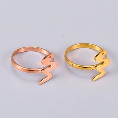 China Nickel& Simple Personalized Lead Free Stainless Steel 18K Gold Plated Snake Rings Finger Rings Jewelry For Girls for sale